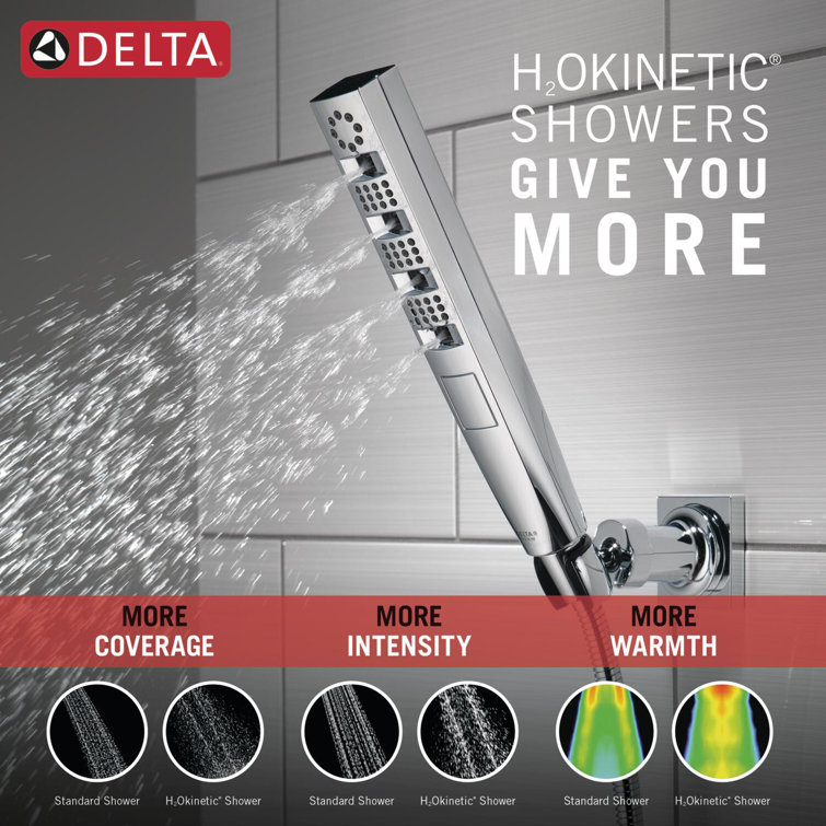 Delta Tetra H2Okinetic Wall Mount Handheld Shower Head, 4-Setting